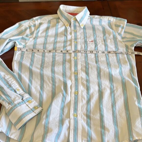 Hollister Mens Size M White & Blue Striped Buttoned Down Shirt - Picture 7 of 8
